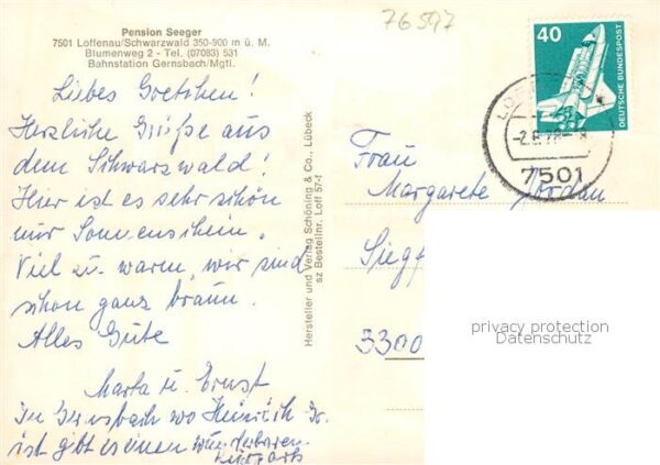 Loffenau Bad Herrenalb Pension Seeger Gastraum Fremdenzimmer – Bild 2