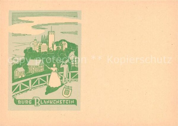 Blankenstein Ruhr Blick zur Burg Kuenstlerkarte