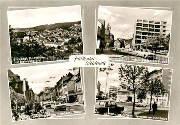 Huettental Weidenau Blick ueber Stadtmitte und Bismarckplatz Strassenpartien Spa