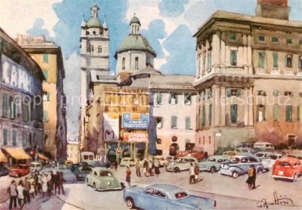 Genova Genua Liguria IT Piazza Matteotti e Via San Lorenzo Kuenstlerkarte