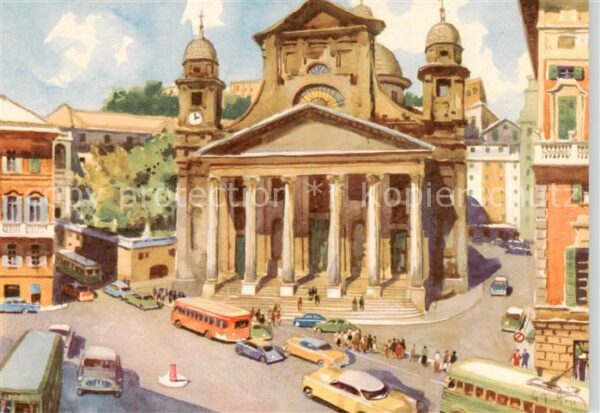 Genova Genua Liguria IT Piazza Nunziata Kuenstlerkarte
