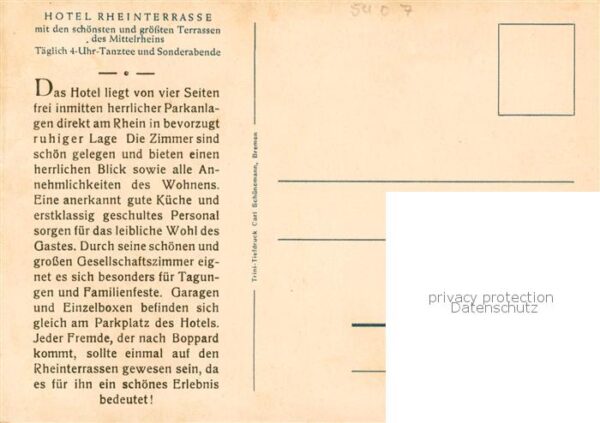 Boppard Rhein Hotel Rheinterrasse Kuenstlerkarte – Bild 2