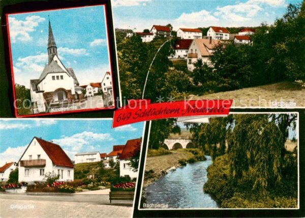 Niederzell Schluechtern Kirche Ortspartie Partie am Bach
