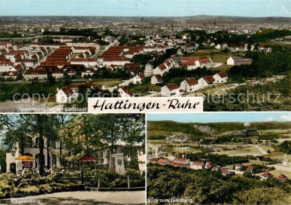 Hattingen  Ruhr Gesamtansicht mit Suedstadt Schulenburg Blick vom Isenberg