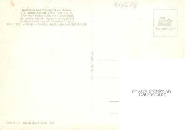 Winterkasten Lindenfels Gasthaus zur Sonne Restaurant Ortsansicht – Bild 2