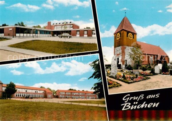 Buechen Lauenburg Teilansichten Schule Kirche Friedhof