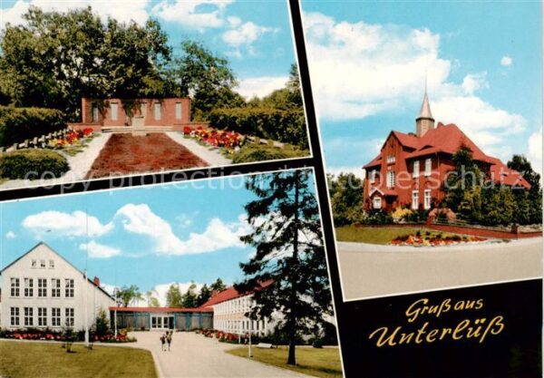Unterluess Gedenkstein Friedhof Gebaeude Schule