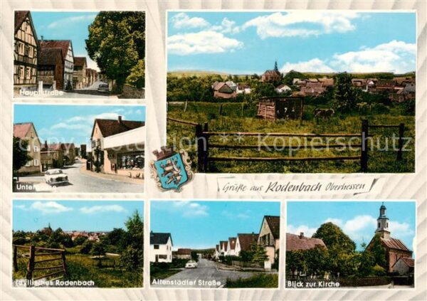 Rodenbach Buedingen Strassenpartien Panorama Blick zur Kirche