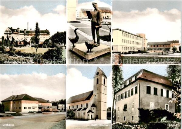 Wendlingen Neckar Moebelfabrik Behr Statue Denkmal Rathaus Postamt Turnhalle Kir