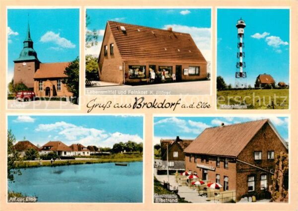 Brokdorf Holstein Kirche Lebensmittel Feinkostladen Leuchtturm Partie an der Elb
