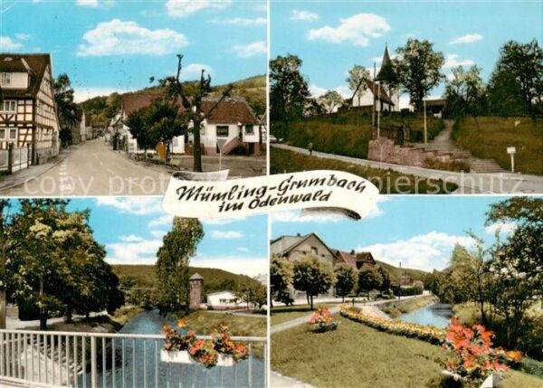 Muemling-Grumbach Ortsansichten Kirche Partie am Fluss