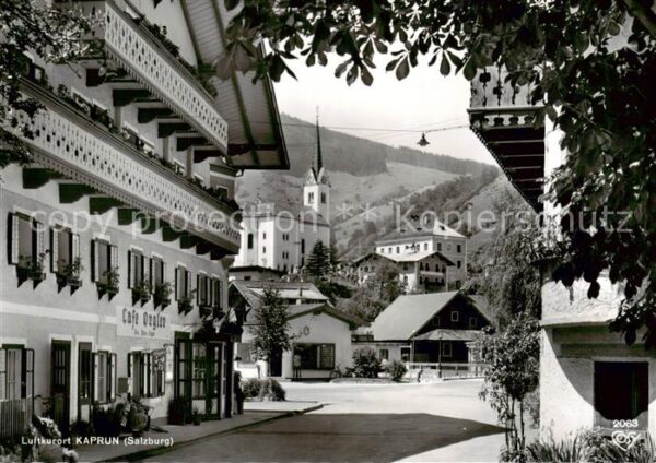Kaprun AT Ortsansicht Luftkurort mit Kirche Hotel Cafe