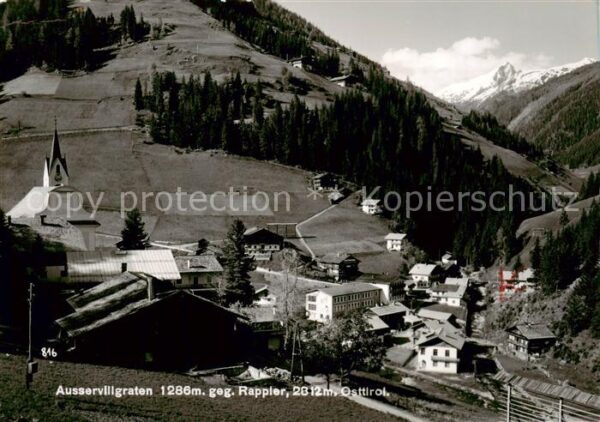 Ausservillgraten Tirol AT Ortsansicht mit Kirche Blick gegen Rappler