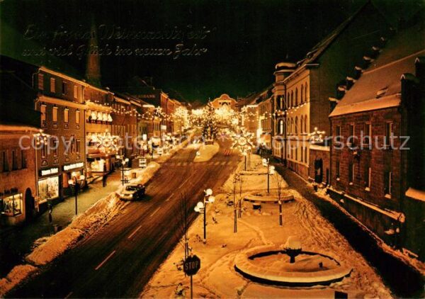Zwiesel  Niederbayern Stadtzentrum zur Weihnachtszeit Nachtaufnahme