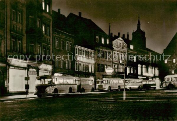 Mittweida Markt Busse Nachtaufnahme