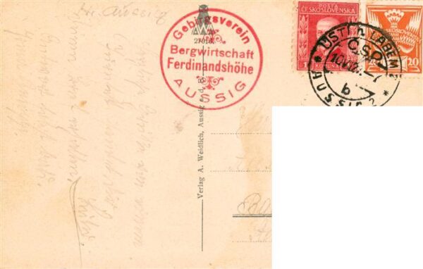 Aussig Usti nad Labem CZ Ferdinandshoehe mit Elbebruecke – Bild 2