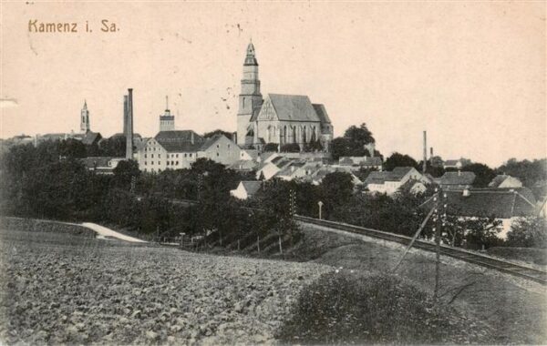 Kamenz Sachsen Ortsansicht mit Kirche