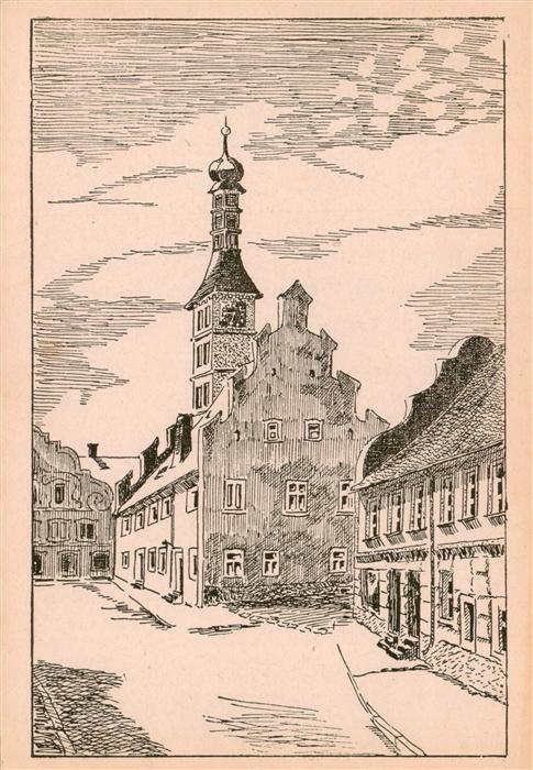 Geiselhoering Rathaus 16. Jhdt. Kuenstlerkarte