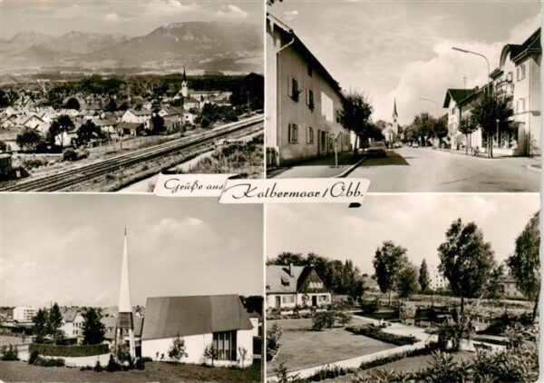 Kolbermoor Teilansichten Kirche Parkanlagen Eisenbahn Alpen