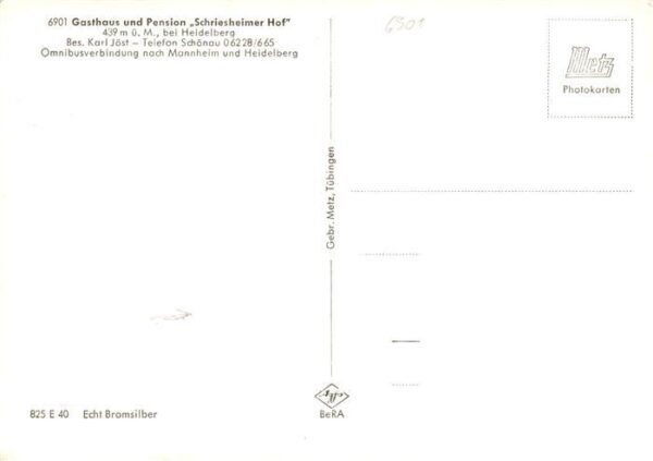 Wilhelmsfeld Gasthaus Pension Schriesheimer Hof Restaurant Panorama Bromsilber – Bild 2