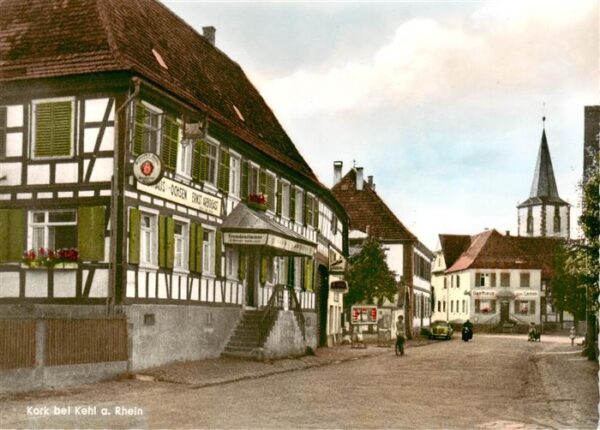 Kork Kehl Ortenaukreis BW Gasthaus Ochsen Blick zur Kirche