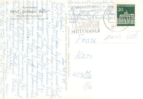 Mittenwald Karwendel Tirol Alpengasthof Hotel Goldener Adler – Bild 2