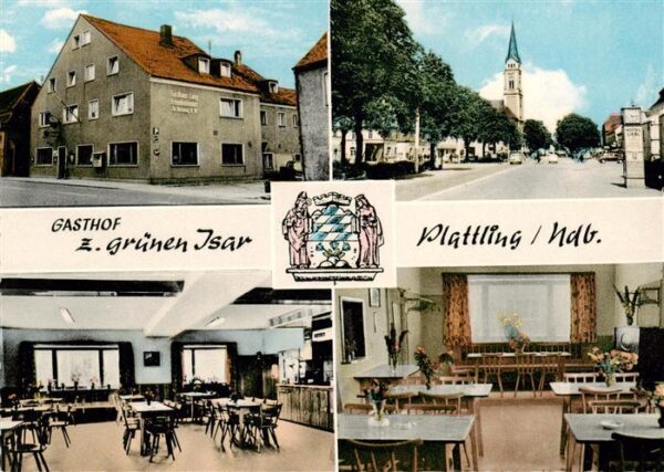 Plattling Isar Bayern Gasthof zur gruenen Isar Gastraeume Strassenpartie