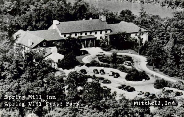 Mitchell Indiana USA Spring Mill Inn Spring Mill State Park aerial view