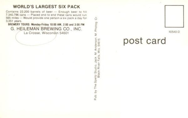La Crosse Wisconsin USA Worlds largest six pack Heileman Brewing Company Illustr – Bild 2