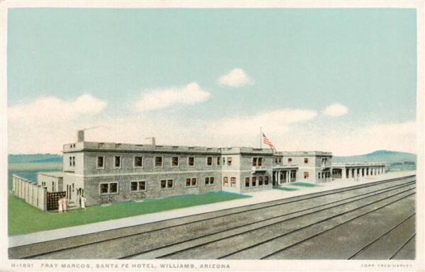 Williams Arizona USA Station Hotel Fray Marcos Illustration