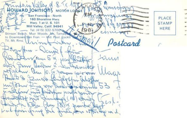 San Francisco California USA Howard Johnsons Motor Lodge North Mill Valley Illus – Bild 2