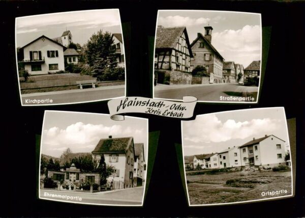 Hainstadt Breuberg Erbach Odenwald Hessen Ortsmotiv mit Kirche Ehrenmal Wohnhaeu