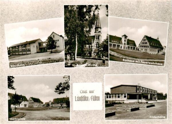 Leinfelden-Echterdingen Schulhaus Kirche Rathaus Feuerwehrhaus Marktplatz Filder