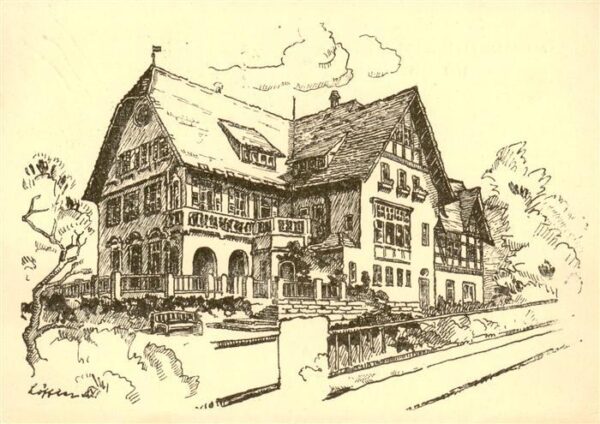 Tuebingen Normannenhaus Zeichnung Kuenstlerkarte