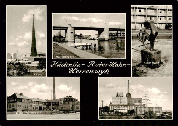Kuecknitz Luebeck Roter Hahn Herrenwyk Bruecke Kirche Metall-Huettenwerk Kraftwe