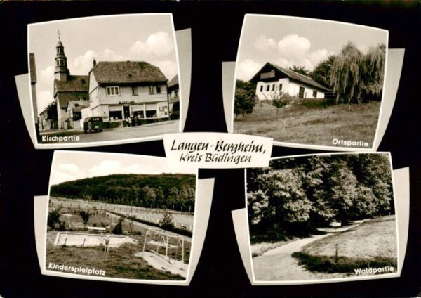 Bergheim Langen Hammersbach Hessen Motiv mit Kirche Ortspartie Kinderspielplatz