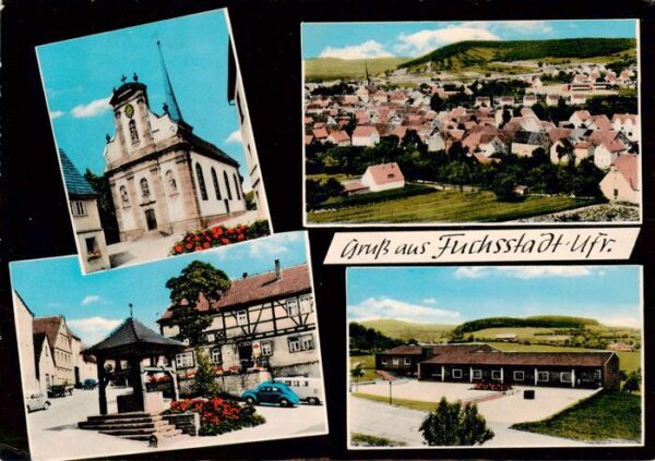 Fuchsstadt Unterfranken Rathaus Panorama Brunnen Gasthaus