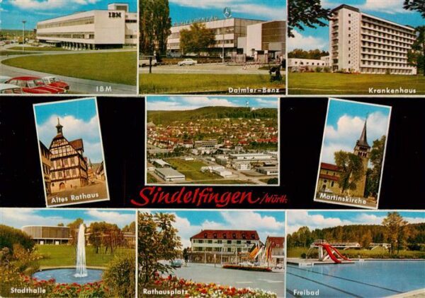 Sindelfingen IBM Daimler Benz Firmengebaeude Krankenhaus Rathaus Platz Kirche St