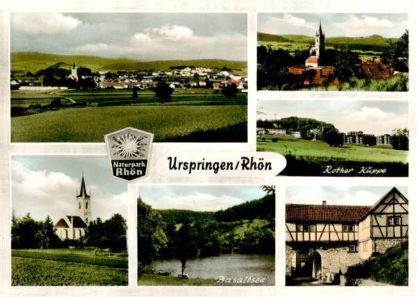 Urspringen Rhoen Panorama Naturpark Rhoen Kirche Rother Kuppe Basaltsee