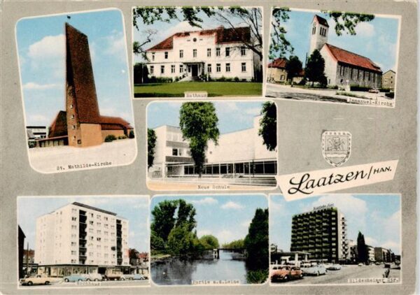 Laatzen Hannover Kirche Rathaus Schule Hochhaus Partie an der Leine Hildesheimer
