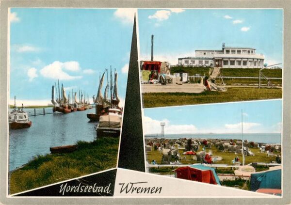 Wremen Nordseebad Hafen Fischkutter Gaststaette Strand