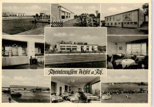 Wesel  Rhein Rheinterrassen Cafe Restaurant Freiterrassen Weserbruecke Freibad