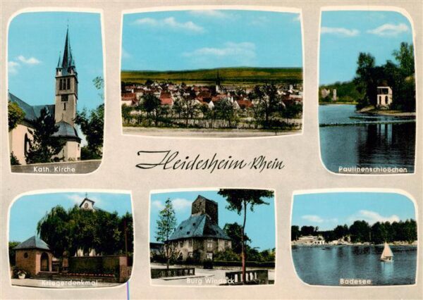 Heidesheim Kath Kirche Paulinenschloesschen Kriegerdenkmal Burg Windeck Badesee