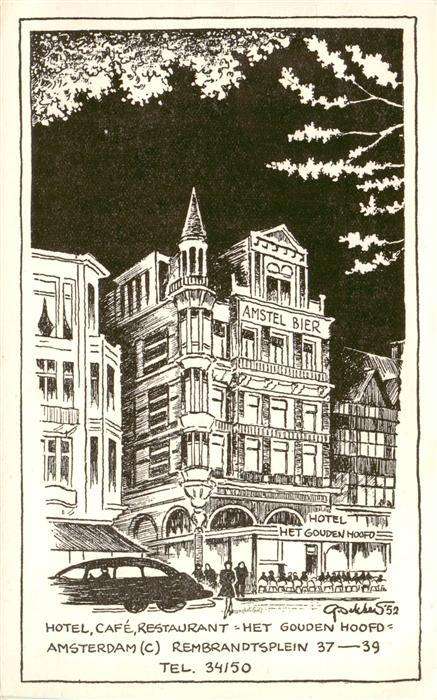 Amsterdam  NL Hotel Cafe Restaurant Het Gouden Hoofd Zeichnung