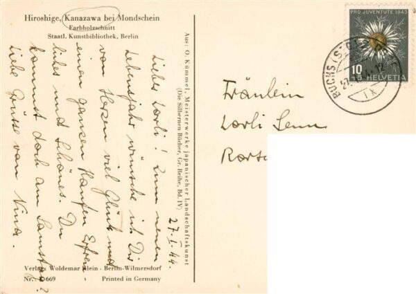 Kanazawa Japan bei Mondschein Farbholzschnitt – Bild 2