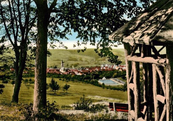 Moenchberg  Spessart Ortsblick mit Schwimmbad
