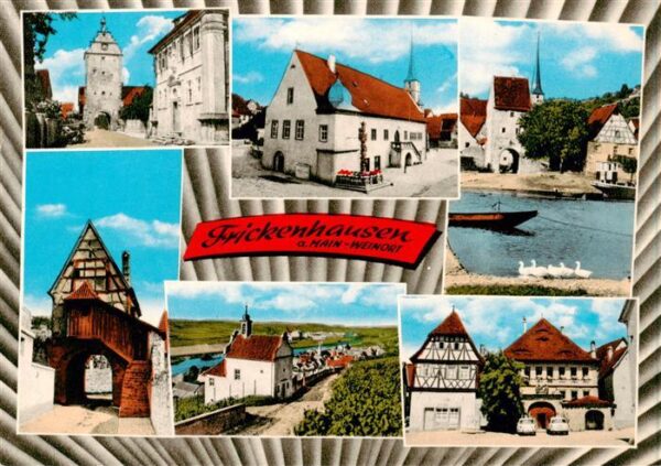 Frickenhausen Main Stadttor Rathaus Kirche Bruecke Panorama Mainpartie
