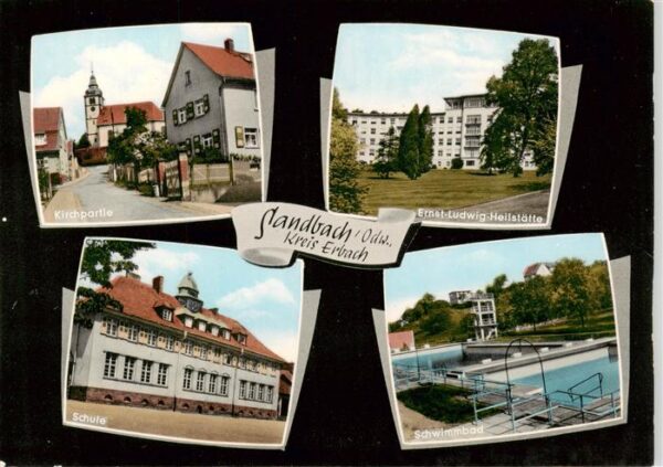 Sandbach  Odenwald Partie an der Kirche Ernst-Ludwig-Heilstaette Schwimmbad Schu