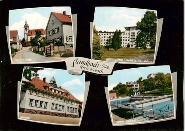 Sandbach  Odenwald Partie an der Kirche Ernst-Ludwig-Heilstaette Schule Schwimmb
