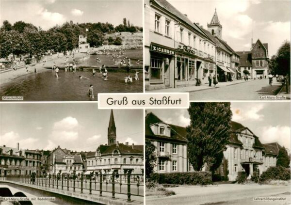 Stassfurt Strandsolbad Karl-Marx-Strasse Bodebruecke Lehrerbildungsinstitut